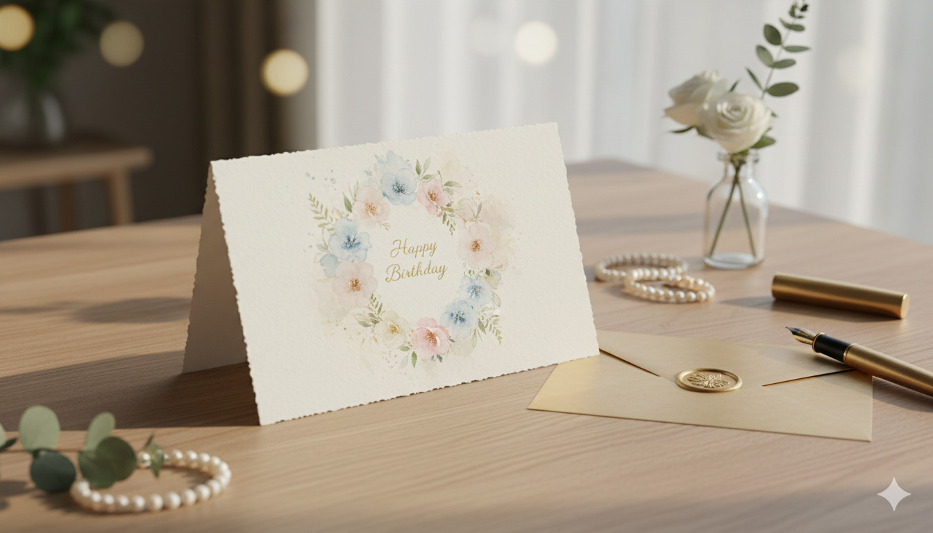 Elegant Birthday Card with Watercolor Design