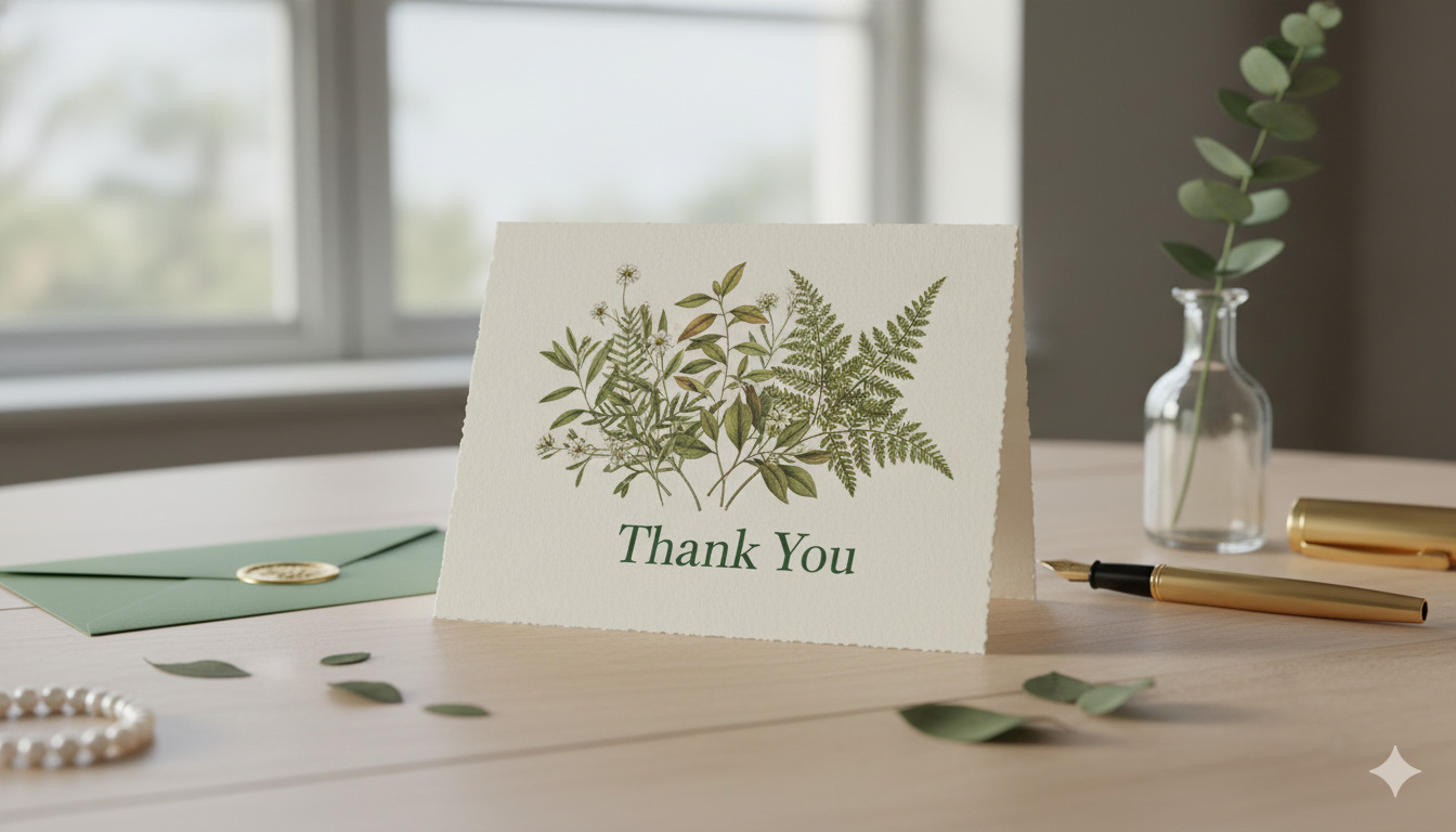 Thank You Card with Botanical Prints